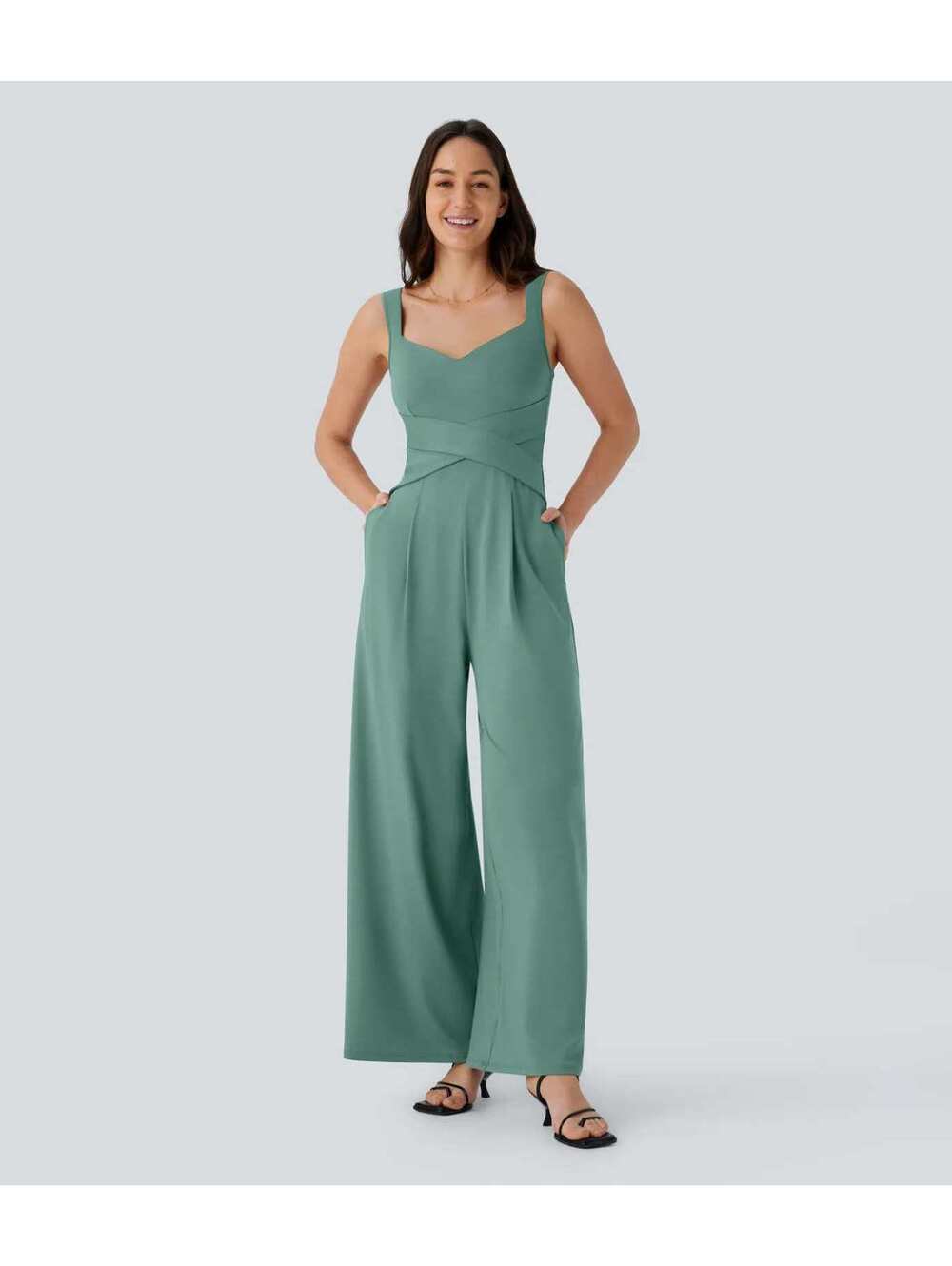 HALARA U Back Sleeveless Casual Jumpsuit with Pockets- Size L Reg